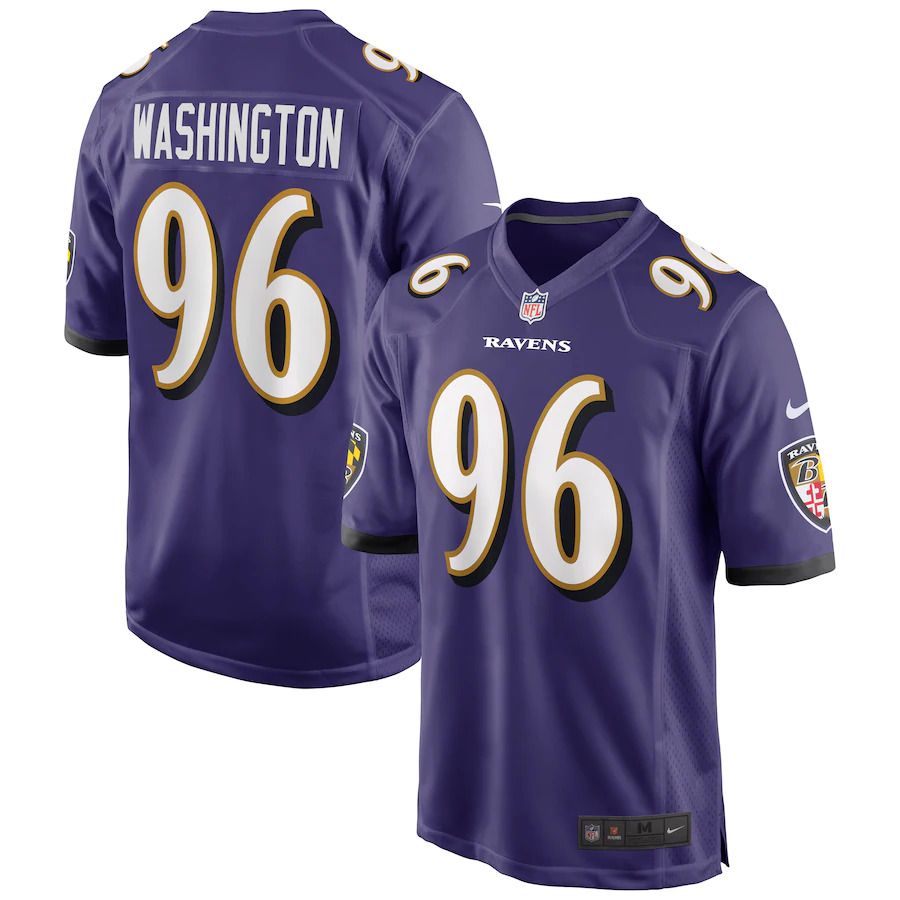 Men Baltimore Ravens #96 Broderick Washington Nike Purple Game Player NFL Jersey->baltimore ravens->NFL Jersey